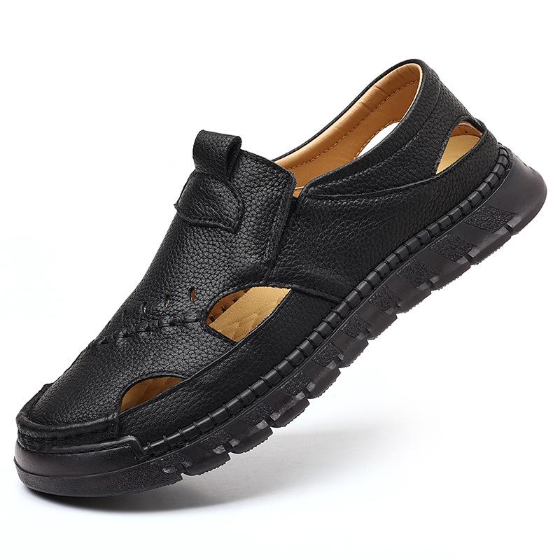 Sommer Herren Echtleder Sandalen Outdoor Flache Schuhe Wandersandalen Herren Strand Römische Sandale Plateau Mode Herren Sneaker