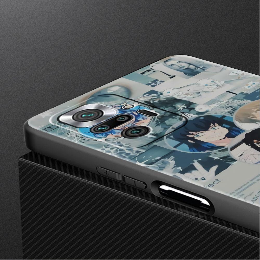 Luxury Black Phone Case For Xiaomi Redmi Note 11 10 9 8 7 Pro 9S 9A 9C 10s 8T K40 10C 10S Funda Cover Kimetsu Yaiba Demon Slayer