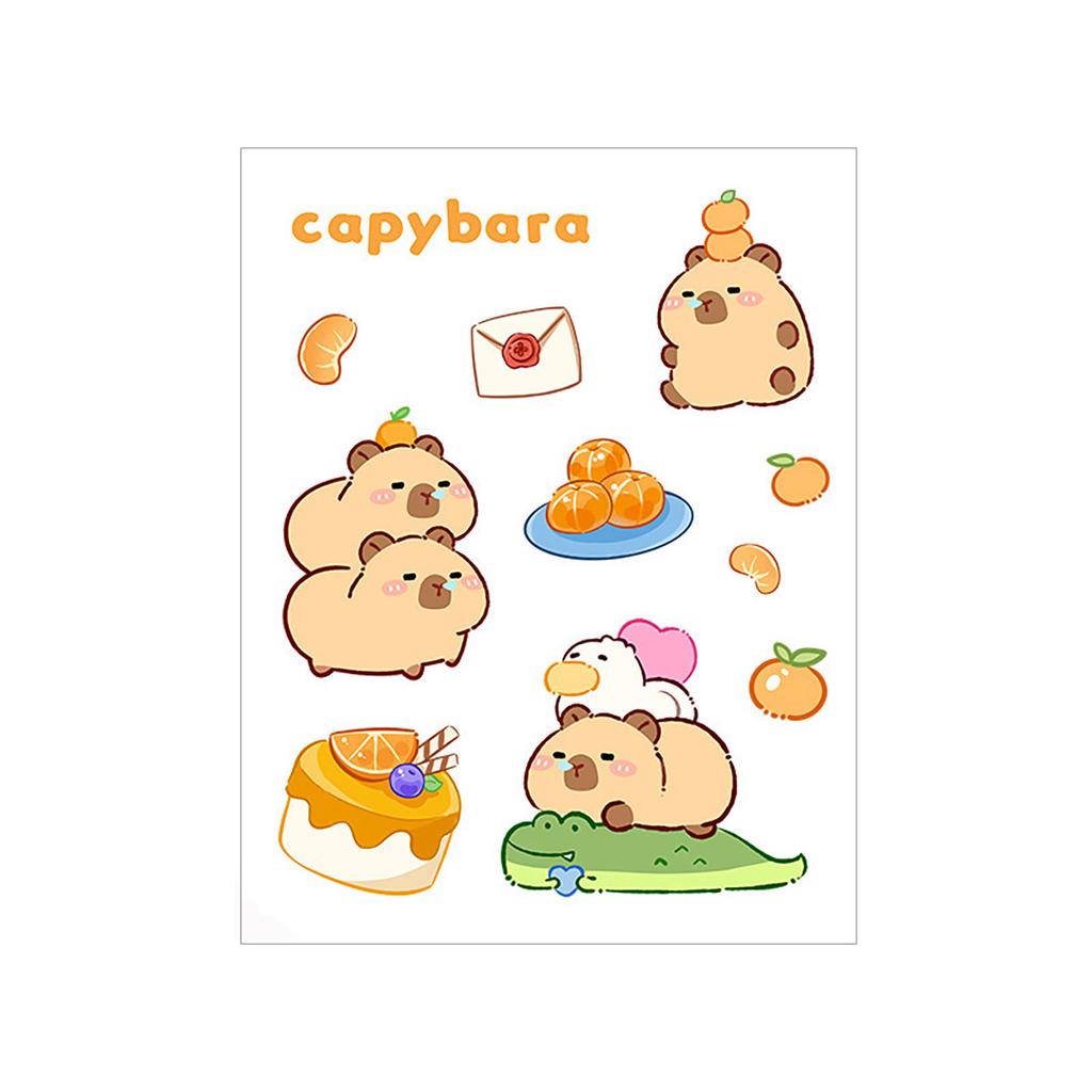 10Pcs Cute Cartoon Capibala Print Stickers Notebooks Water Bottles Suitcases Kid Stickers Decorative Roll Sticker Seal Sticker