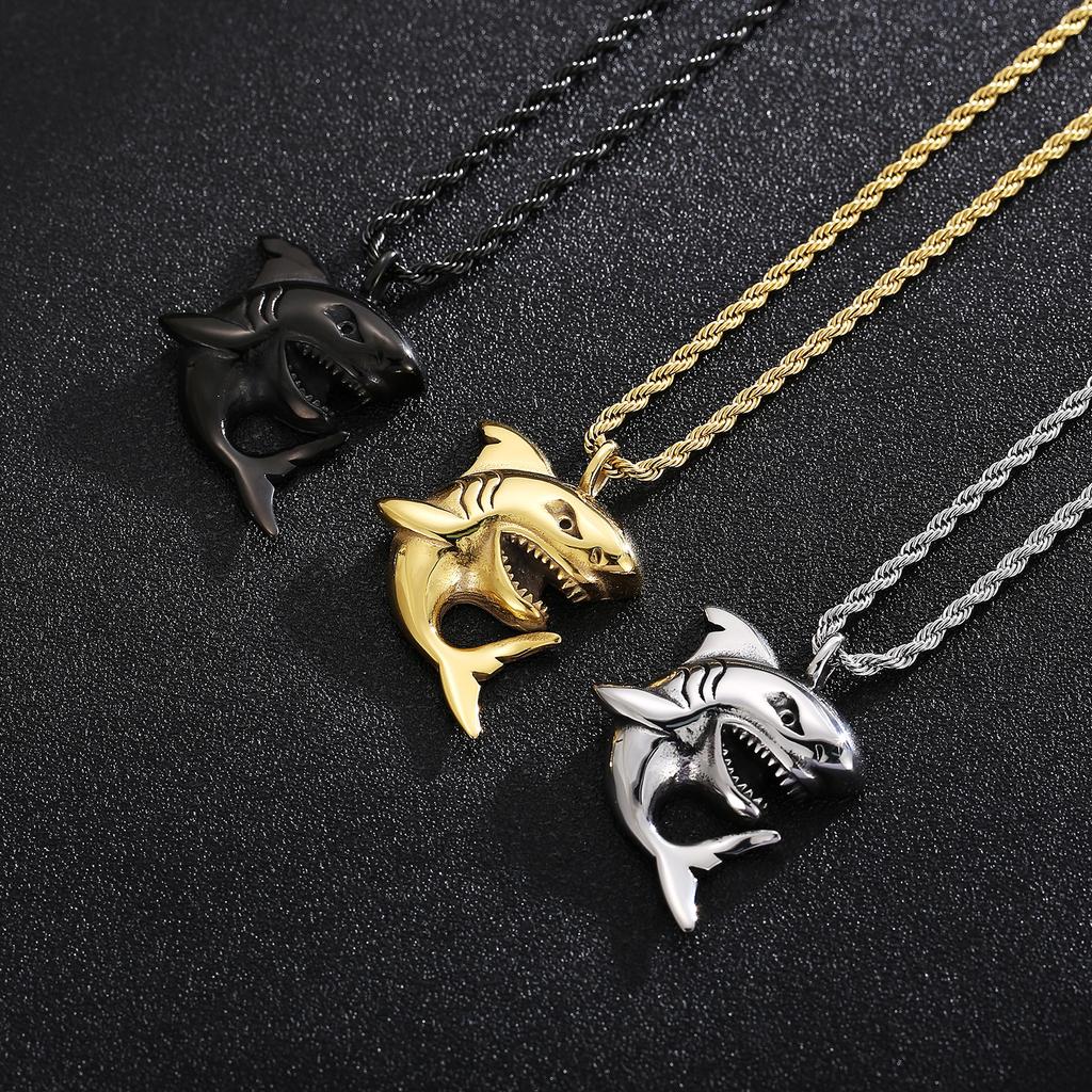 Kalen Stainless Steel Shark Pendant Necklace for Men High Quality Charm Women's Choker Trend Jewelry  3 Color Souvenir Gifts