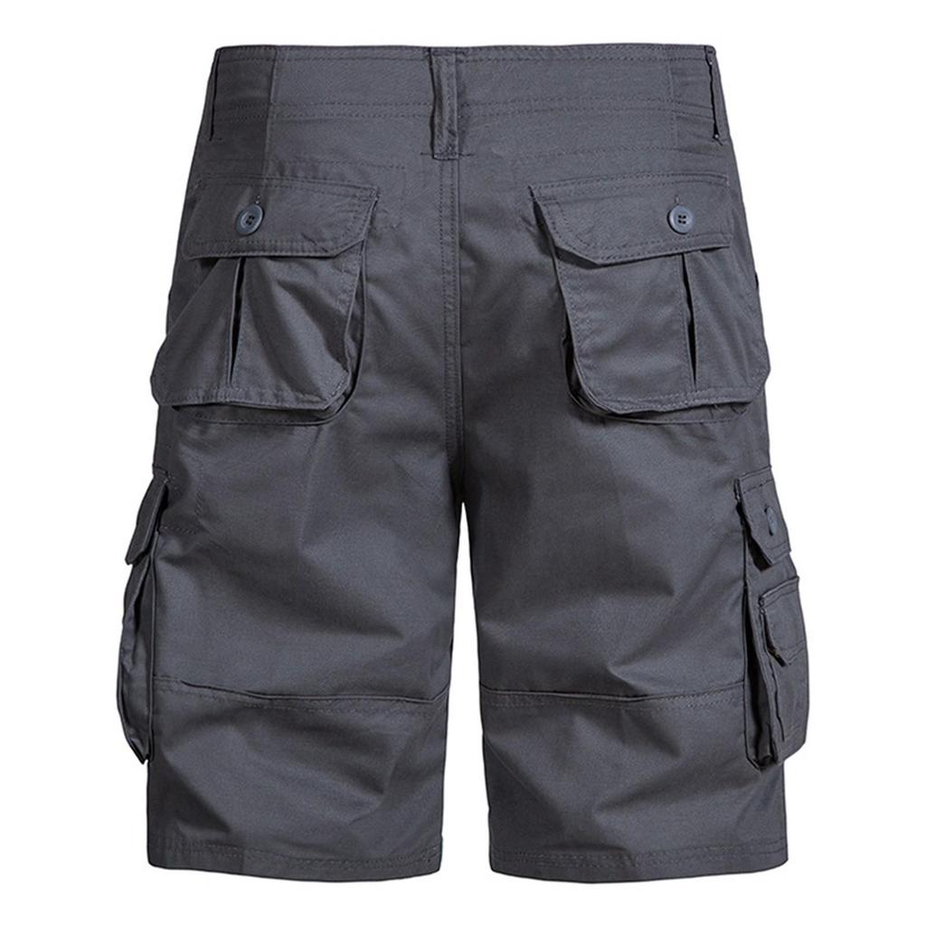 Men's Summer Multi-Pocket Cargo Shorts Men's Casual Fashion Solid Color Loose Cargo Shorts
