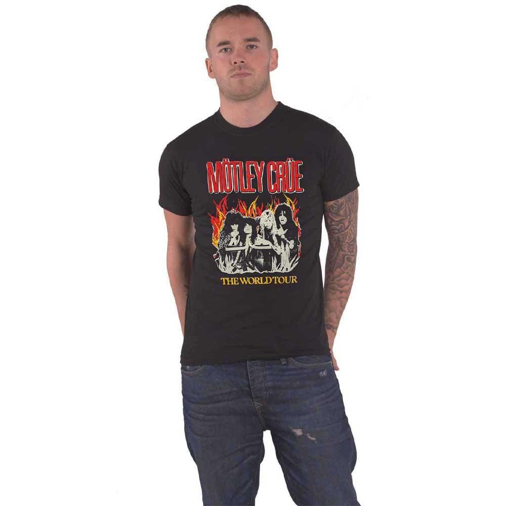 New Motley Crue T Shirt Vintage World Tour Flames Official Unisex Black M