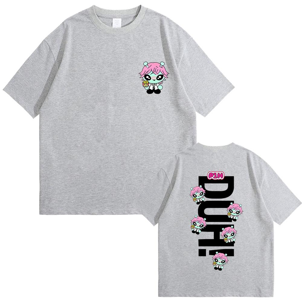 Korean Kpop P1Harmony 2025 DUH Cartoon Style Print Tshirt Cat Funny Meme T Shirt Men Women Hip Hop Fashion Oversized Tshirts