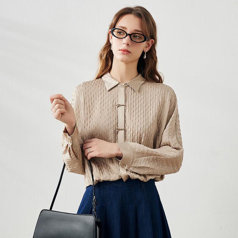Women's Mulberry Silk Jacquard Long-Sleeve Shirt