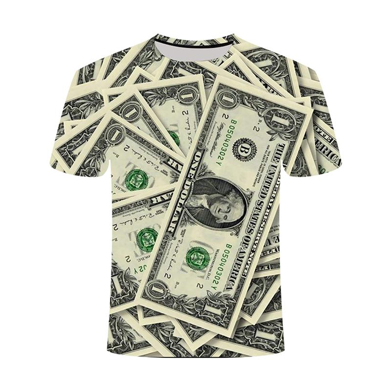 US Dollar 3D Print T-shirt For Men Money Cash Graphic T Shirts Dollar Bill Party Round Neck Tops Cosplay Street Tee Shirts