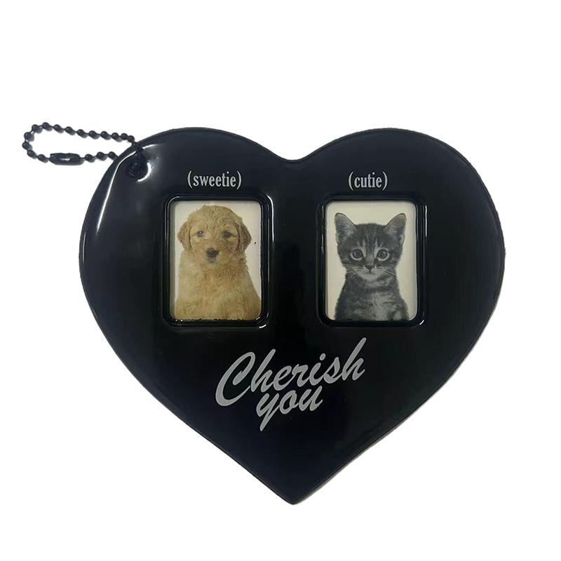 

2 Inch Heart Shape Photo Card Protector Small Photocard Holder With Hang Chain For School Office Id Access Card Bus Card Pendant червоний