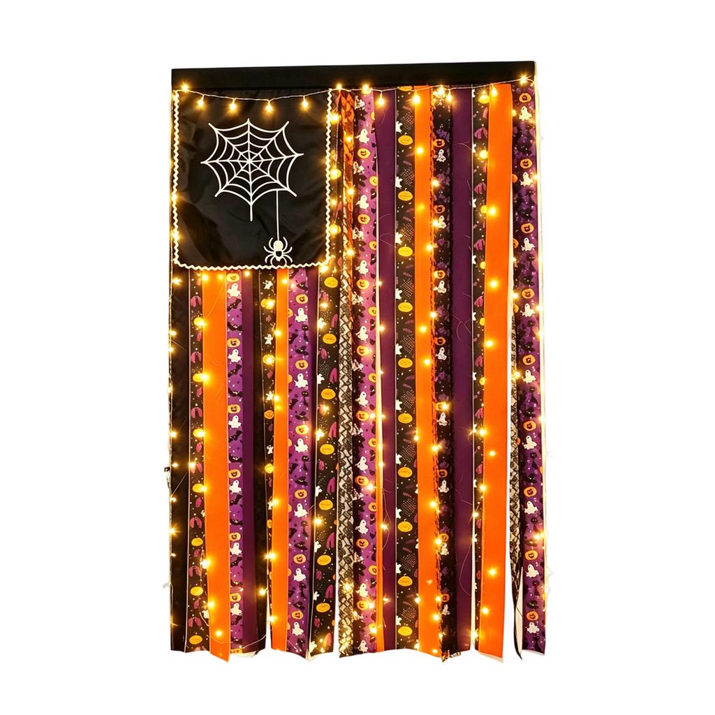 Halloween Pumpkin Hanging with Orange Black Plaid Fabric Tassels for Door Party Decoration