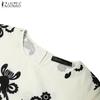 ZANZEA Women Long Sleeve Print Blouse and Pants Casual Two Piece Suit Sets