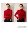 Damen Schlank Geschnitten Hoher Kragen Nahtlos Gestrickter Wollpullover - Langarm Basisschicht für Herbst und Winter