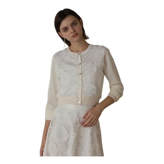 GRACE CONTINENTAL Cardigan 2025SS Rose Embroidery Knit Cardigan Women s