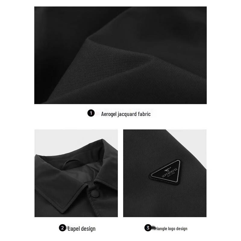 SEPTWOLVES Men's Lapel Jacquard Thin Down Jacket