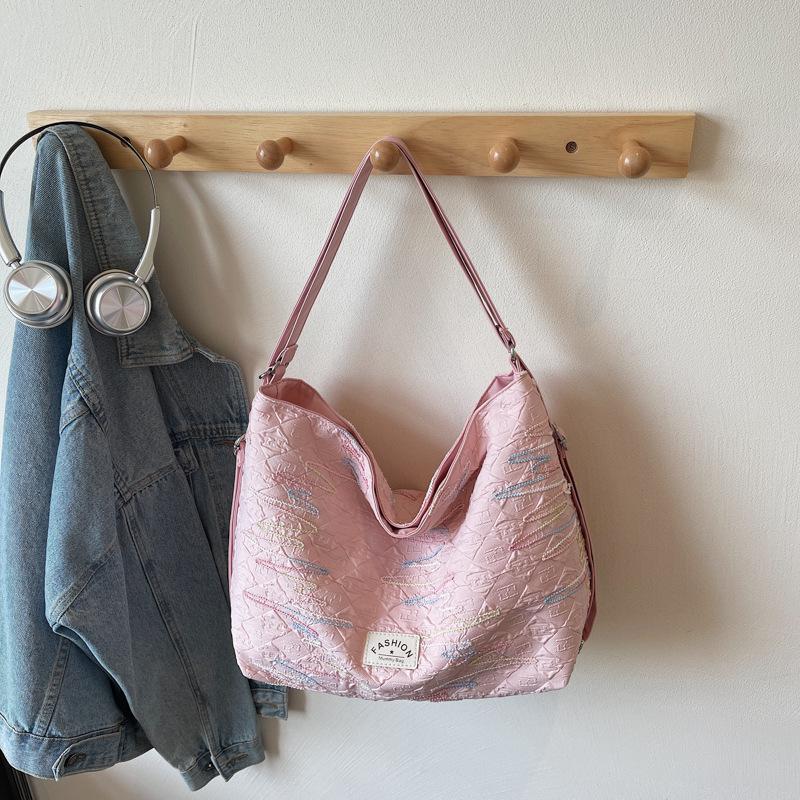 

2025 summer new commuter tote bag women s simple fashion large capacity double shoulder bag women s fashion shoulder bag розовый