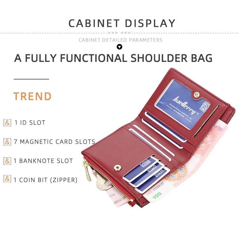 Baellerry Poșetă mini pentru femei din piele artificială, cu fermoar, cu fermoar, pentru cărți, portofele pentru doamne