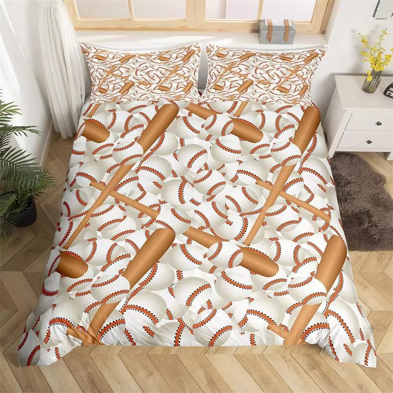 Young Boys Basebal Soft Duvet Cover Tens Sports Theme Beding Set Microfiber 3D Basebal Bat Gloves Warm Comforter Cover Twin King Quen Sized Dimensions