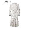 PORTS Women's Spring/Summer Print Tie-Neck A-line Dress