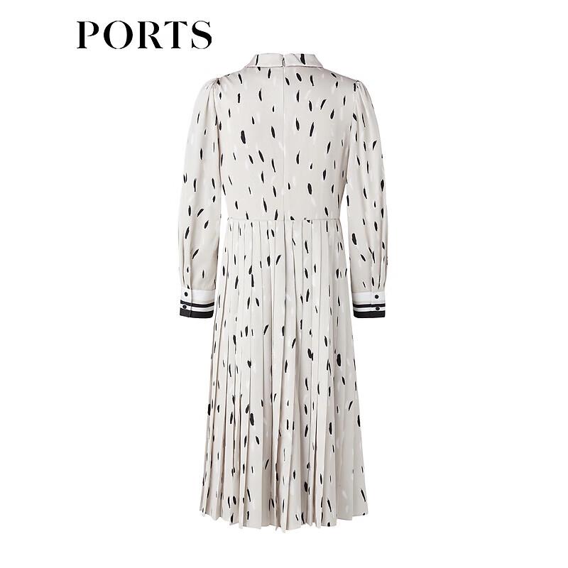 PORTS Women's Spring/Summer Print Tie-Neck A-line Dress