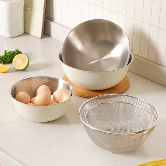 Stainless Steel Drain Basket Set with Lid Multi-Purpose Vegetable Salad Bowl Large Fine Mesh Kitchen Colander for Fruits Rice Washing