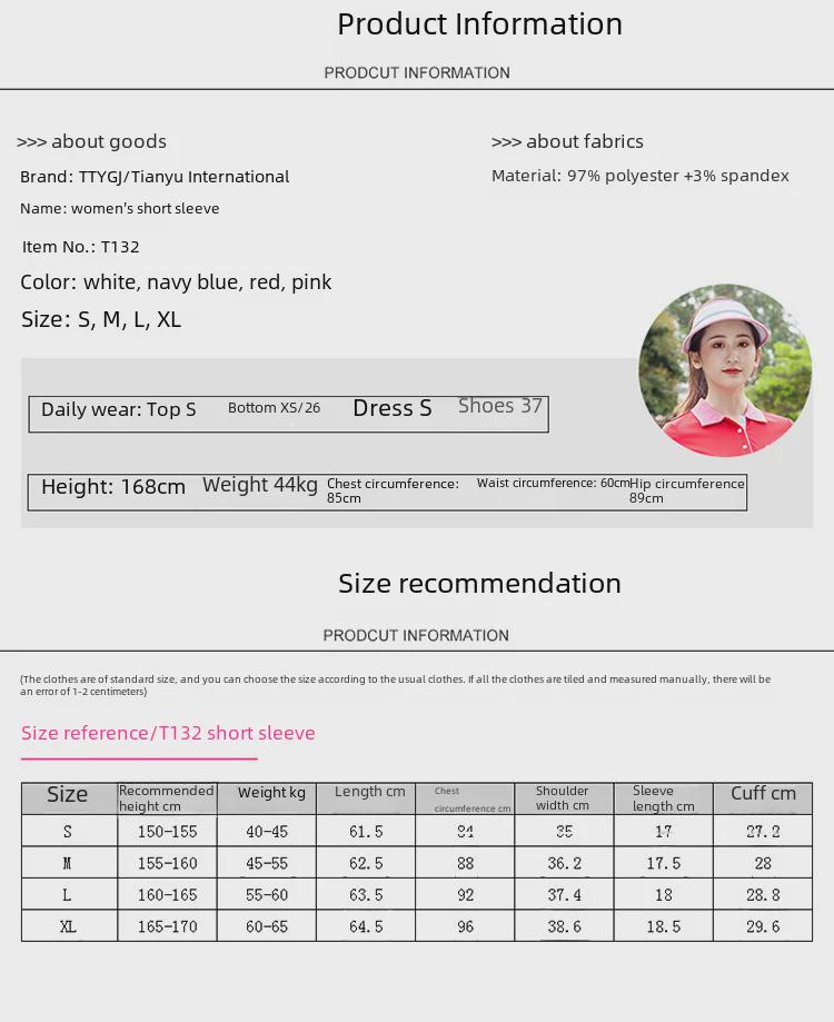 Women's Summer Lapel Golf T-Shirt - Korean Style Short-Sleeved Sports Top