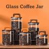 Wood Handle Glass Storage Jar Moisture-proof Airtight Container Vacuum Sealed Jar  Snacks Storage