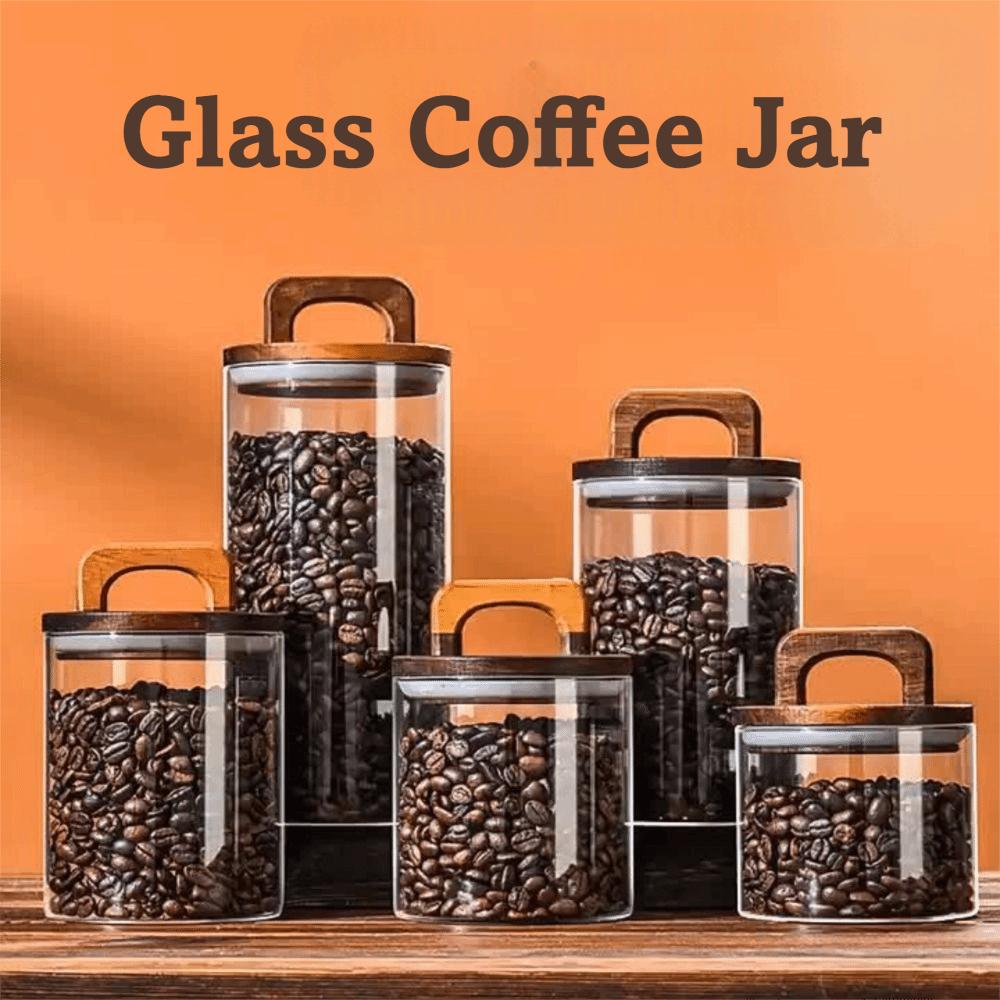 Wood Handle Glass Storage Jar Moisture-proof Airtight Container Vacuum Sealed Jar Snacks Storage