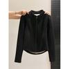Women's Plus Size German Velvet Double Zipper Stand Collar Long Sleeve Slimming Jacket for Autumn/Winter