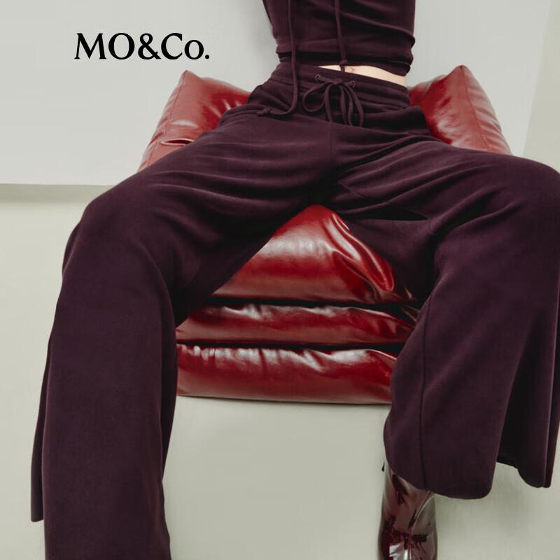 MO&Co. Autumn High-Waist Wide-Leg Drawstring Brushed Velvet Pants