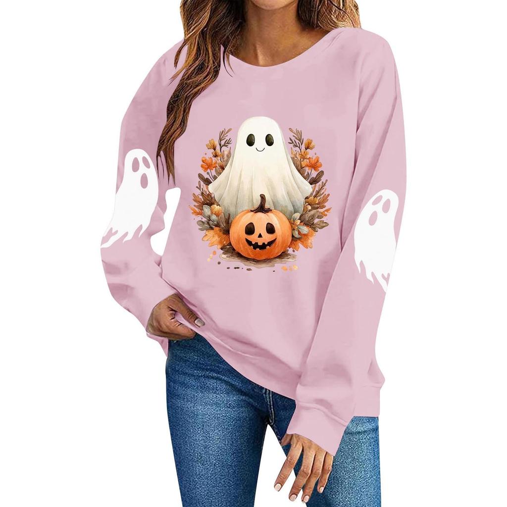 Women's Casual Halloween Hoodie Pullover Sweatshirt Long Sleeve for Holiday Party and Everyday Wear