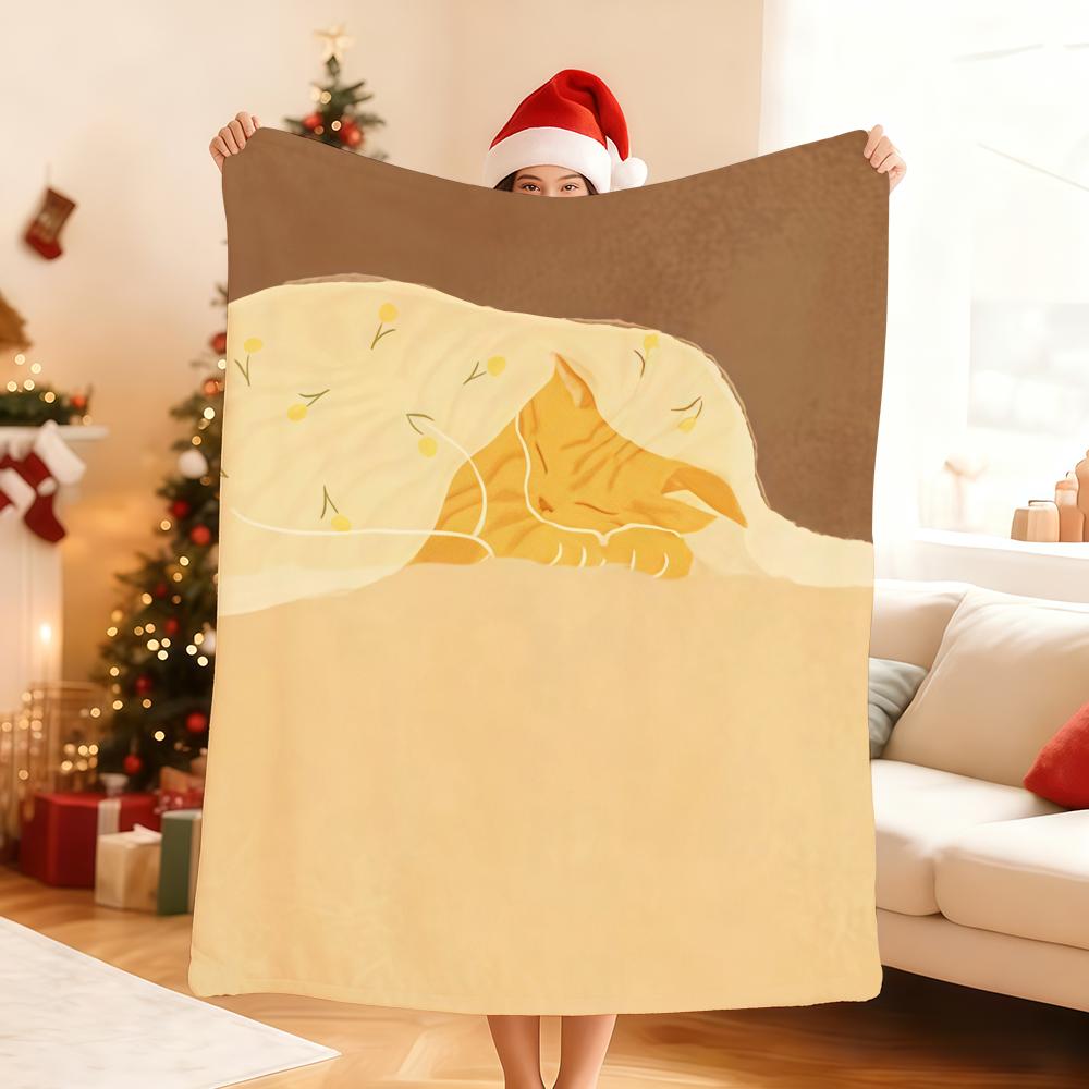 Cute Cartoon Cat Art Kawaii Blanket Soft Throw Blanket for Home Bedroom Bed Sofa Picnic Travel Office Rest Cover Blanket Gift