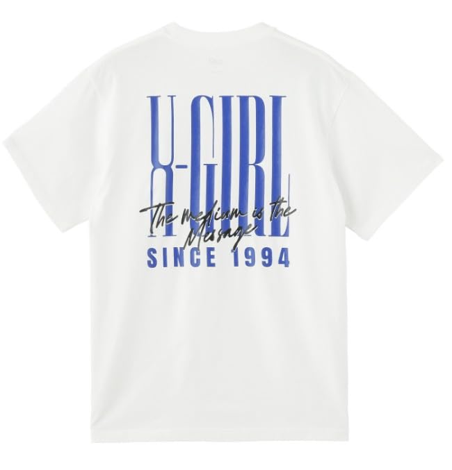 

Повседневная белая футболка X-girl с коротким рукавом и вертикальным логотипом, женская, белый