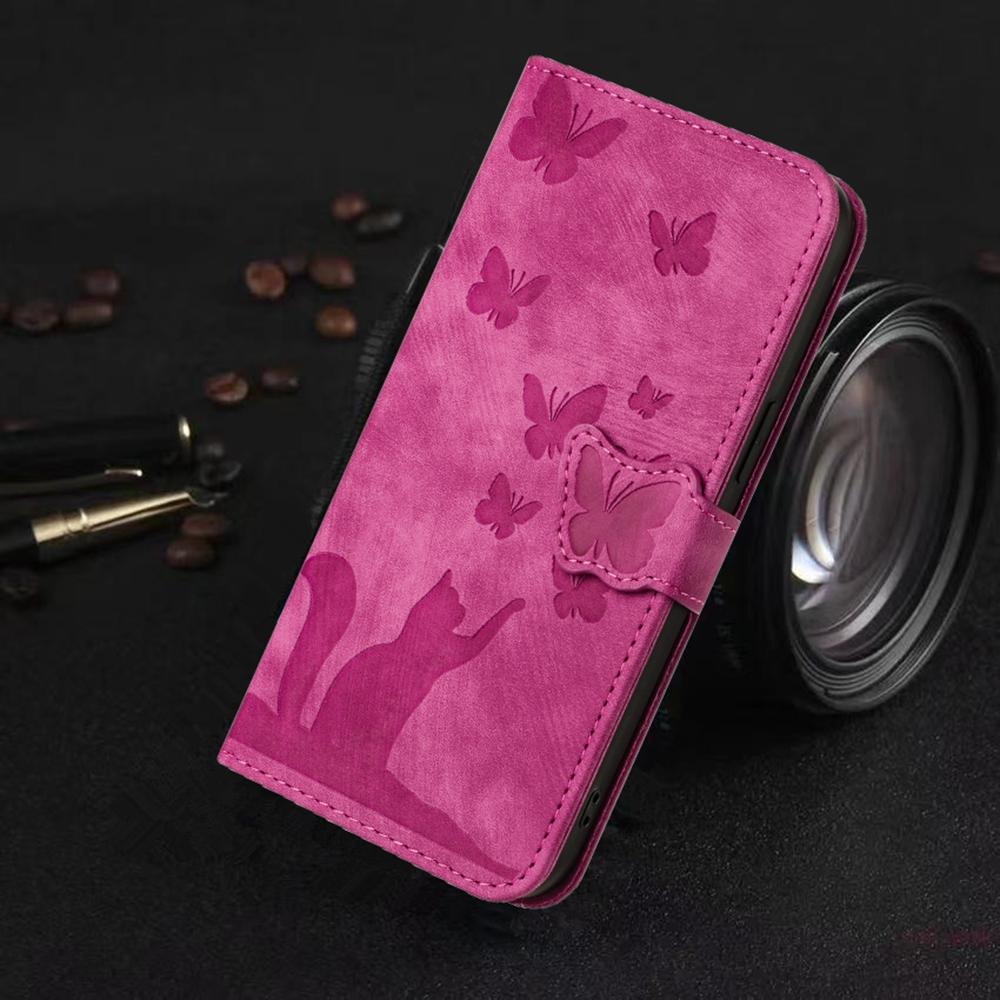 Butterfly Cat Leather Wallet Case for Xiaomi 15 14 11T 12T 13T 14T 15T POCO M3 M6 Plus X5 X3 Pro C65 C75 4G C85 Book Stand Cover