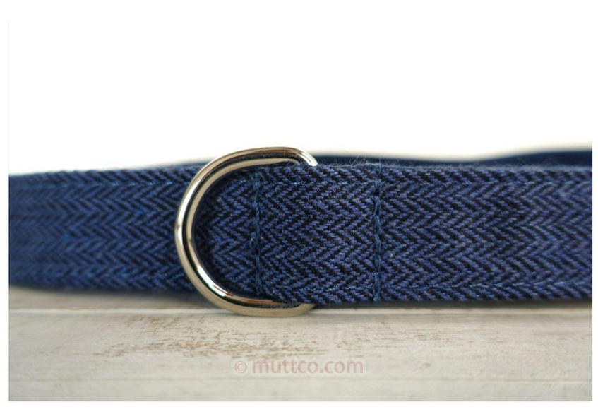MUTTCO Dog Collar & Leash Set with Deep Blue Bow - UDC-140