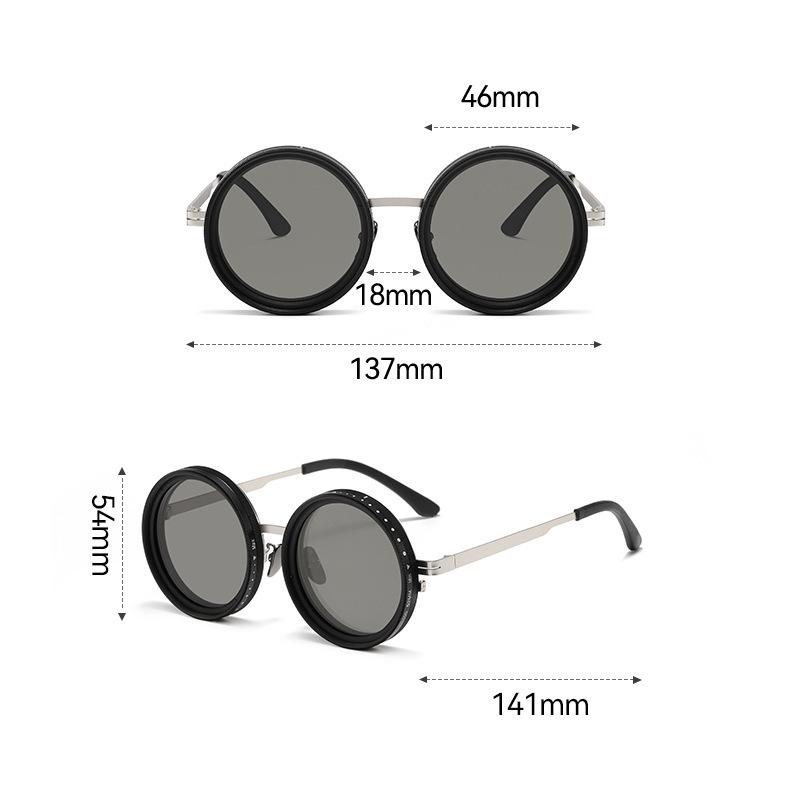 ND9 Adjustable Sunglasses Men and Women Rotating Light-reducing Sunglasses Personalized Fashion Round Frame Polarized Sunglasses
