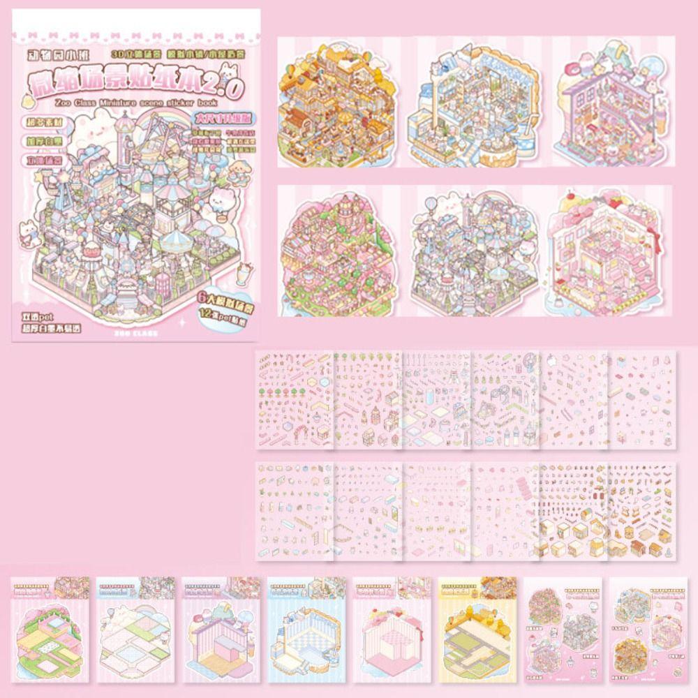 DIY Miniature Scene Stickers Cartoon Miniature Scene Collection New Notebook Sticker  Children Gift