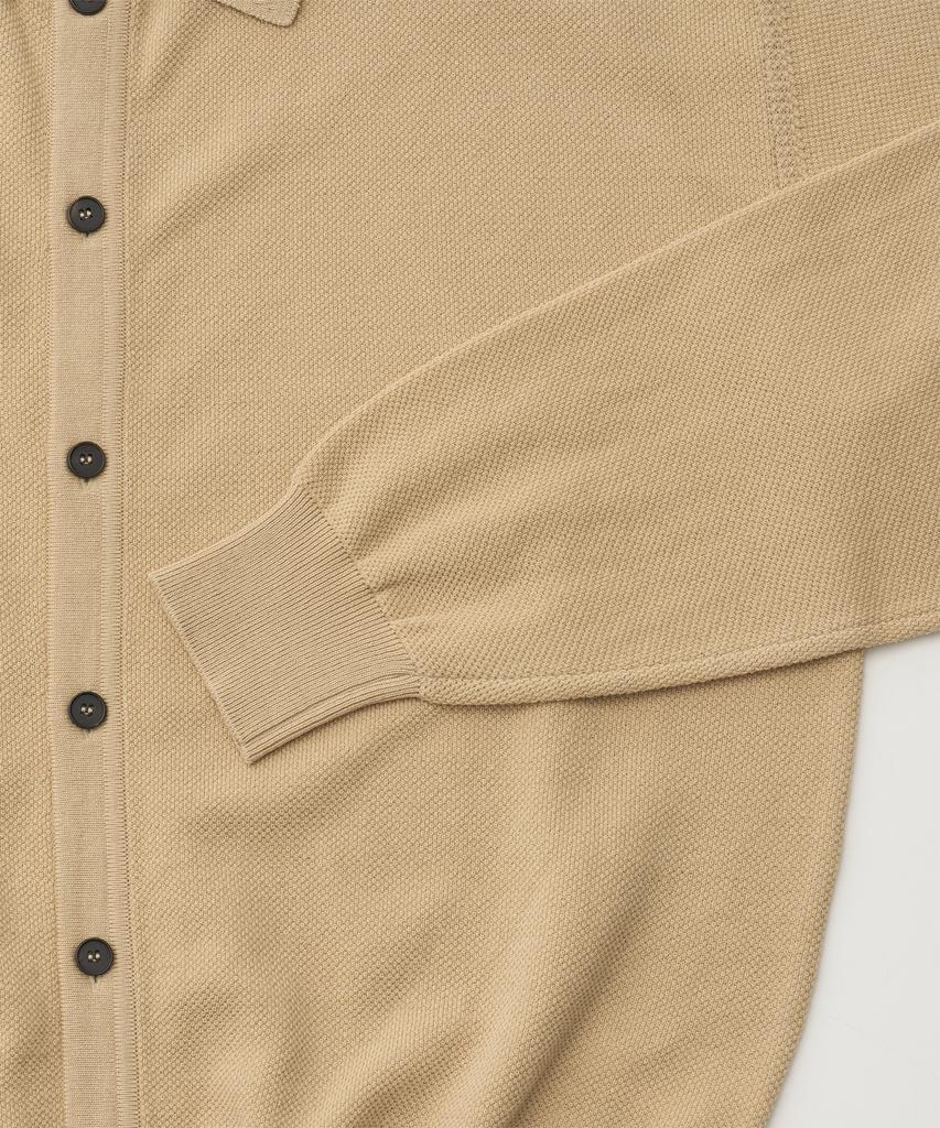 Another Office Moss Stitch Polo Cardigan (French Beige)