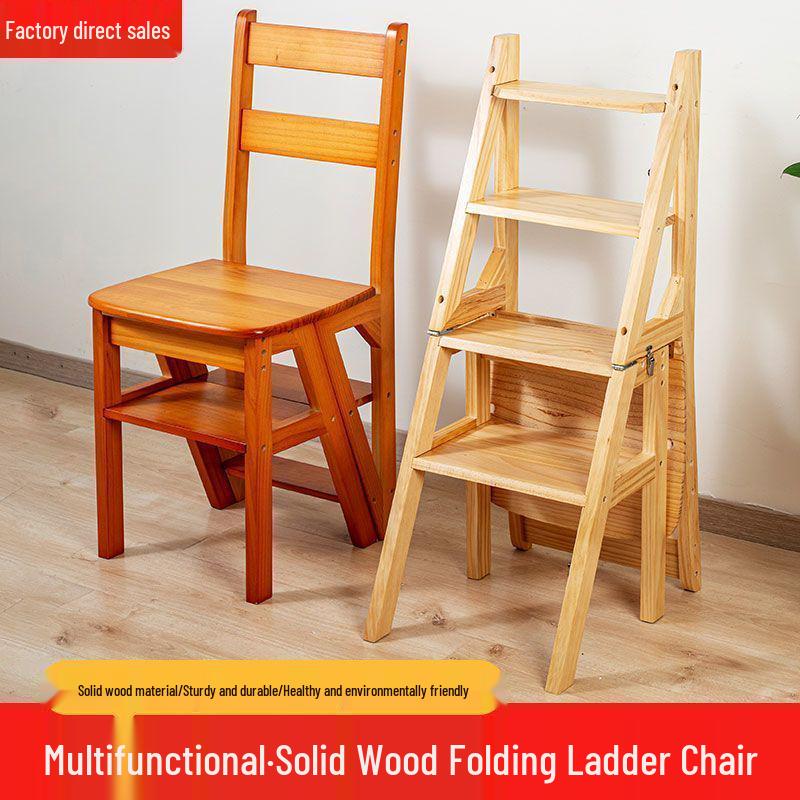 Folding Solid Wood Ladder Chair for Home and Elderly Use