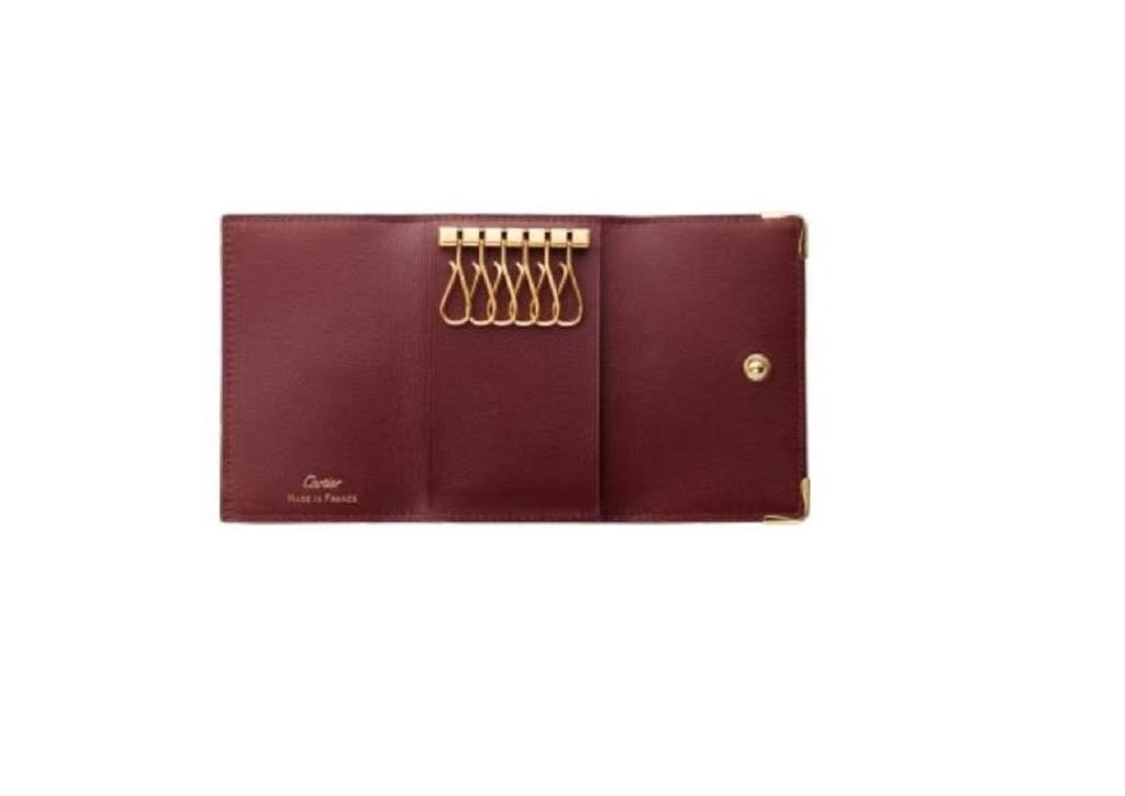 Cartier men's wallet, small leather goods, Must de Cartier 6-key key ring (burgundy)