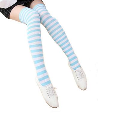 Women Socks Over Knee Light Blue Glitter Color Winter Fantastic For Party