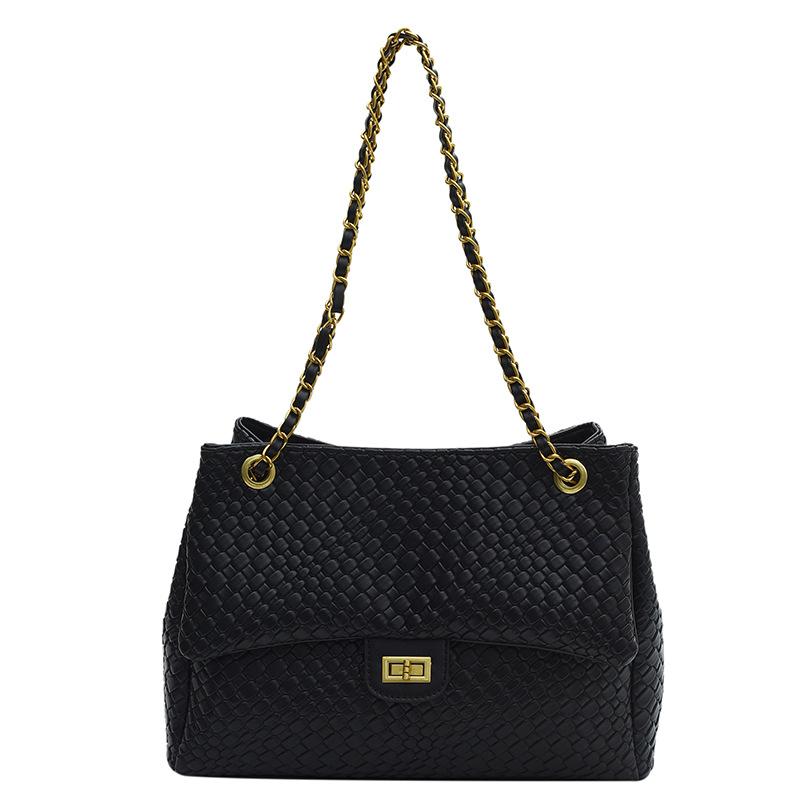 Supply Rhombus chain bag women's new trendy fashion large capacity woven crossbody shoulder armpit bag