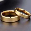 Stainless Steel Couple Rings Gold Colour Simple Women Men Lovers Wedding Zircon Engagement Gifts
