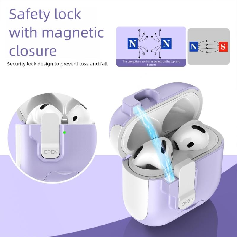 Secure Lock Design Protective Cover With Hiddens Phone Holder Compatible for Pro3 Earbuds Charging Case Shell Holder