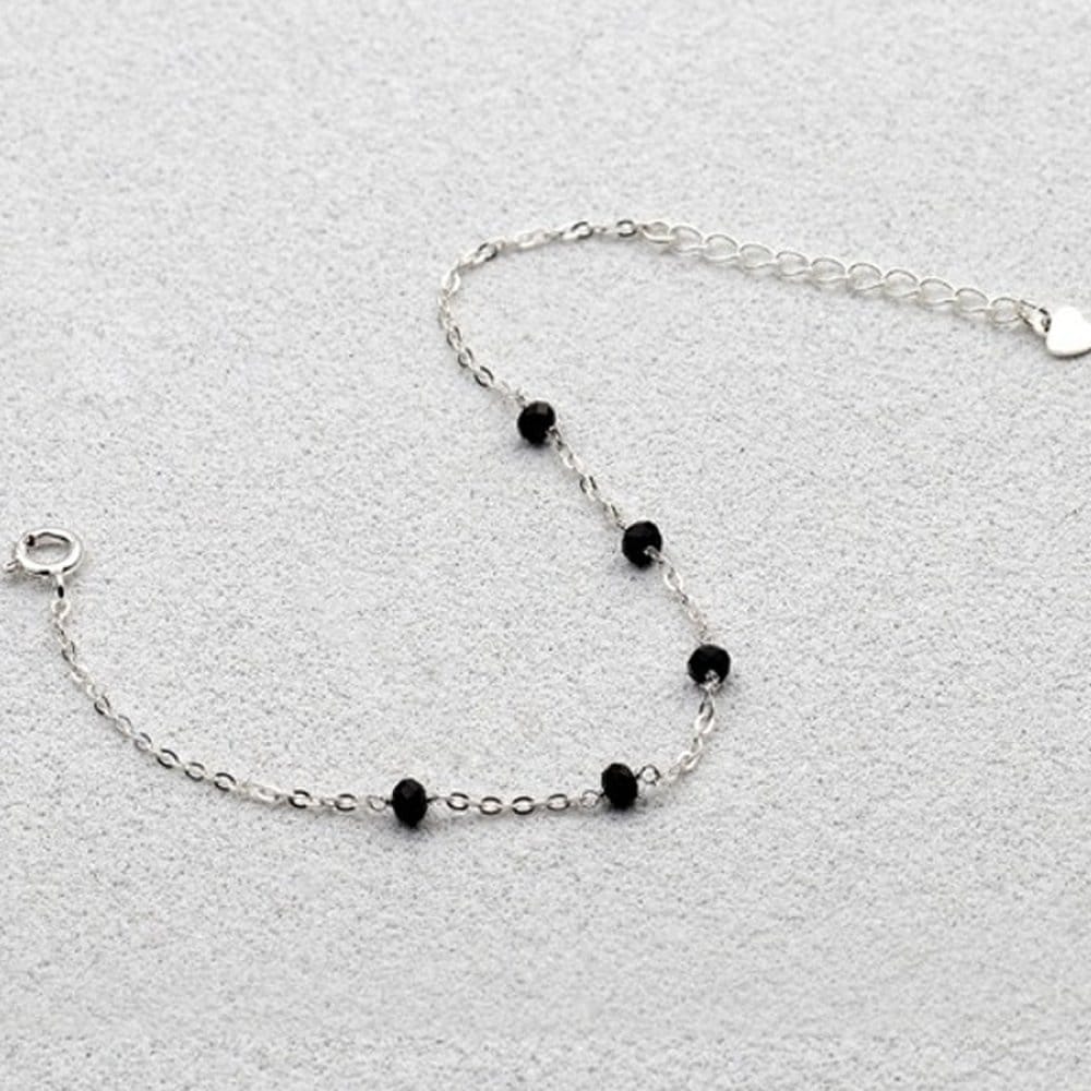 [As Little] Silver Chain Bracelet Crystal Black Silver 925