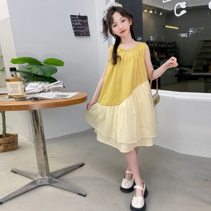 Girls Summer Lightweight Stylish Dress for Big Kids 120 жёлтый