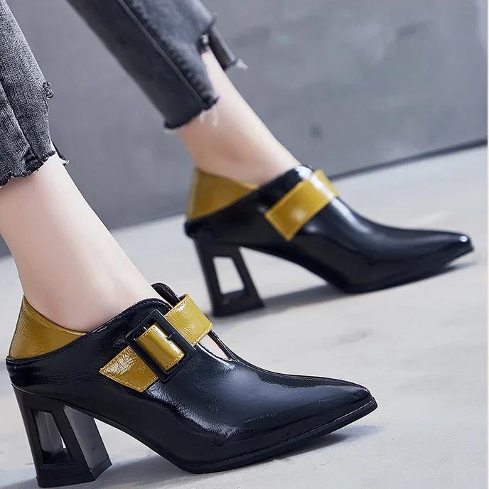 Women's Shoes 2024 Hot Sale Belt Buckle Women's High Heels Fashion Color Matching Office and Career New Pointed Toe Heels Women