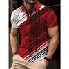 3D Printed Color Striped Men's Polo Shirt