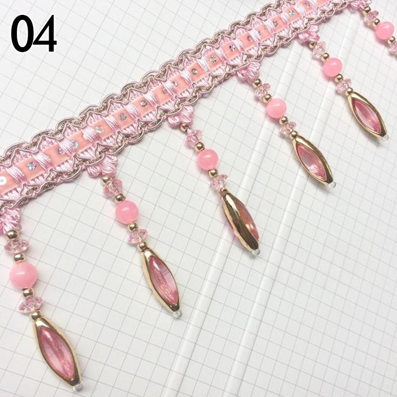 12m Crystal Bead Pendant Tassel Fringe Lace Trim Edge DIY Upholstery Curtain Ribbon  Sewing Curtain Accessorie Lace Decoration