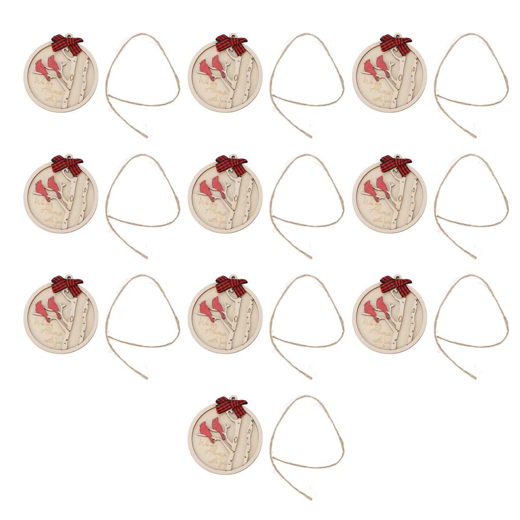 10Pcs Handmade Memorial Ornament Wooden Red Cardinal Ornament Hanging Memorial Christmas Decoration