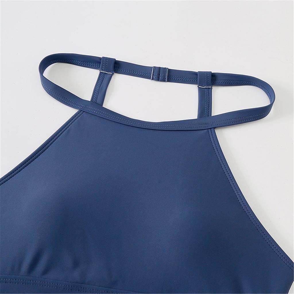 Women's Two Piece Swimsuit High Waist Halter Neck Bikini Set Leaf Print Bottoms Stretch Fabric