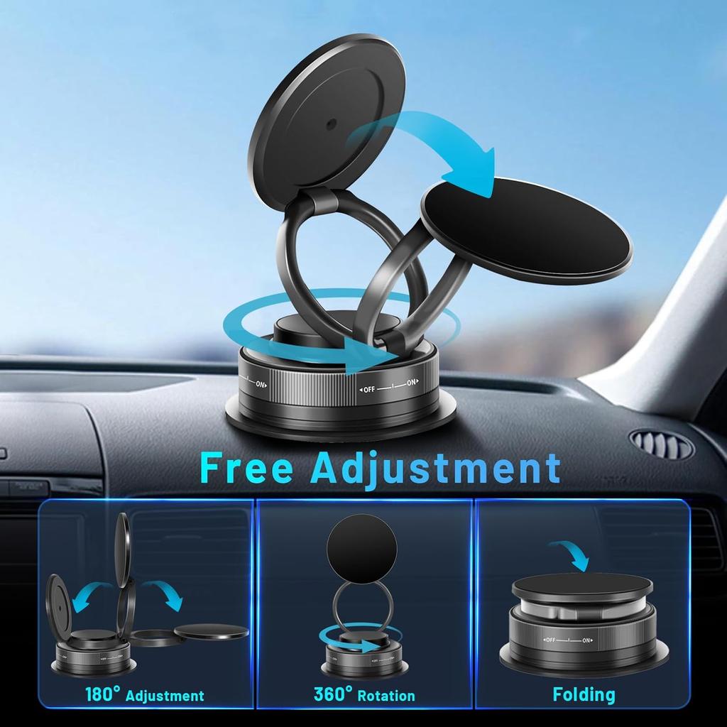 360° Vacuum Magnetic Mobile Phone Holder Car Mount Electric Vacuum Magnetic Holder Foldable Strong Suction Stand Cell Phone