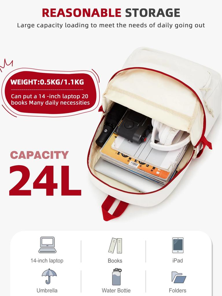 15.6'' Large Capacity Laptop Backpack for Women, Teen School Backpack for Girls Boys, Waterproof Travel Daily Bag Black Rucksack