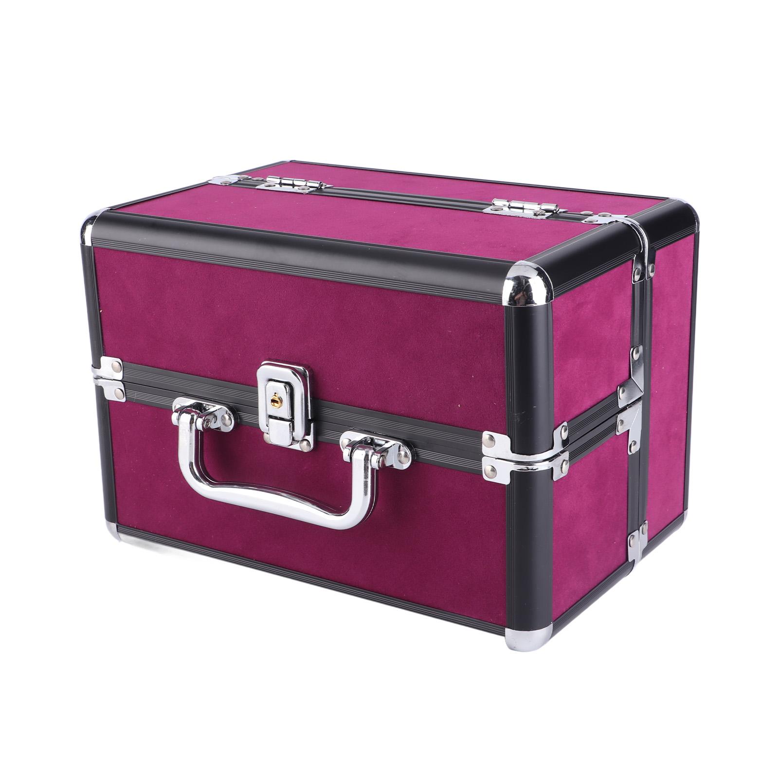 

Кейс для макияжа, косметичка, 25x17x17см, большая вместимость, для хранения дома, в салоне, винно-красный и разноцветный